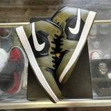 Jordan Black White Olive Mid 1s Size 10