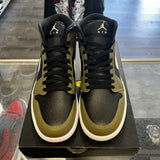 Jordan Black White Olive Mid 1s Size 10
