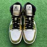 Jordan Metallic Gold Black Mid 1s Size 12