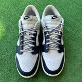 Nike White Midnight Navy Low Dunk Size 11.5