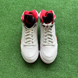 Jordan Black Tongue Fire Red 5s Size 10