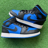 Jordan Black Royal Blue Mid 1s Size 7Y